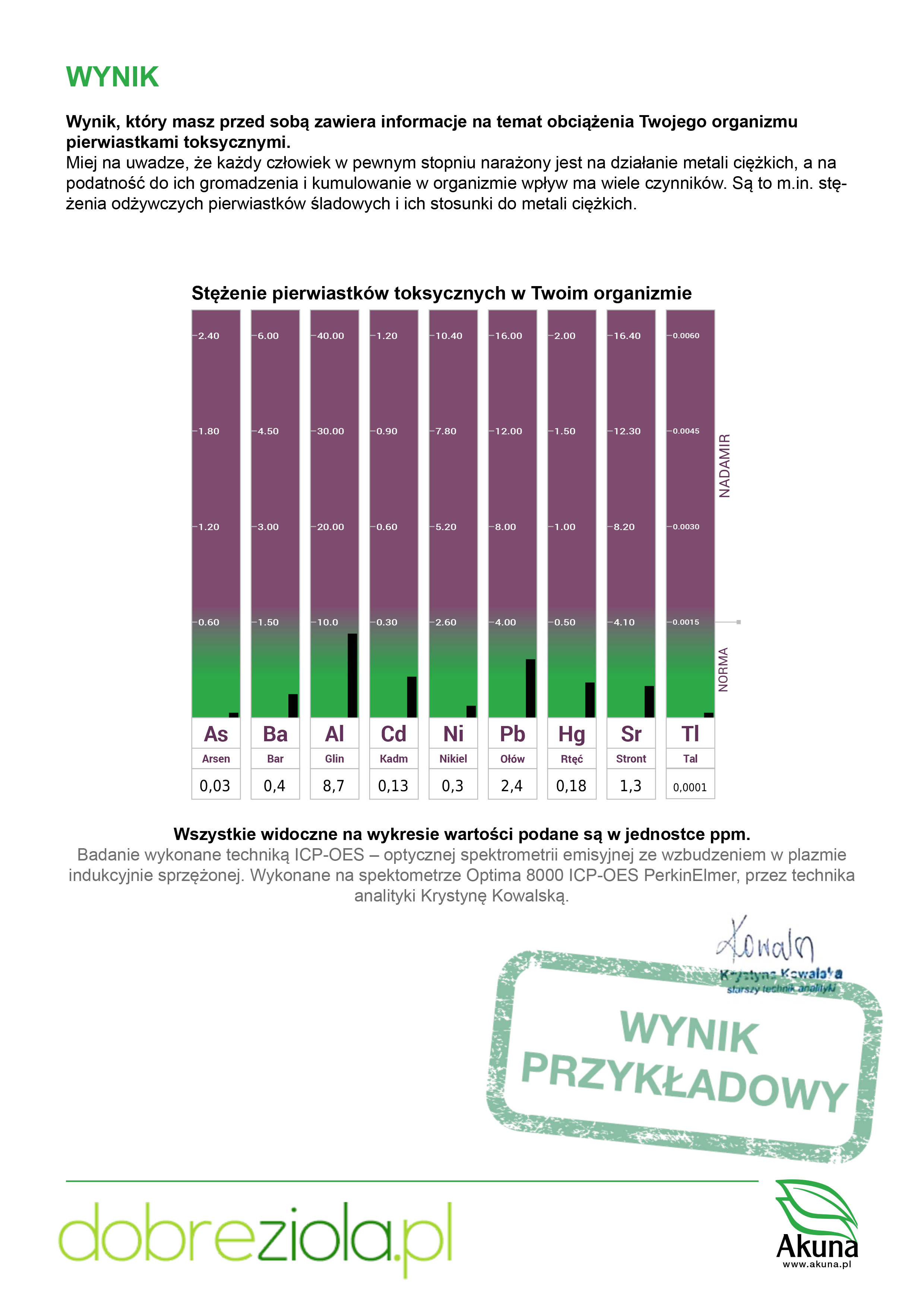 Toxic Elements - Przykładowy Wynik